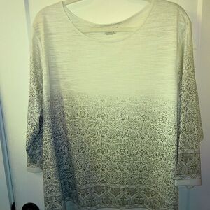 Coldwater Creek Cream and Gold Long Sleeve Top 3X